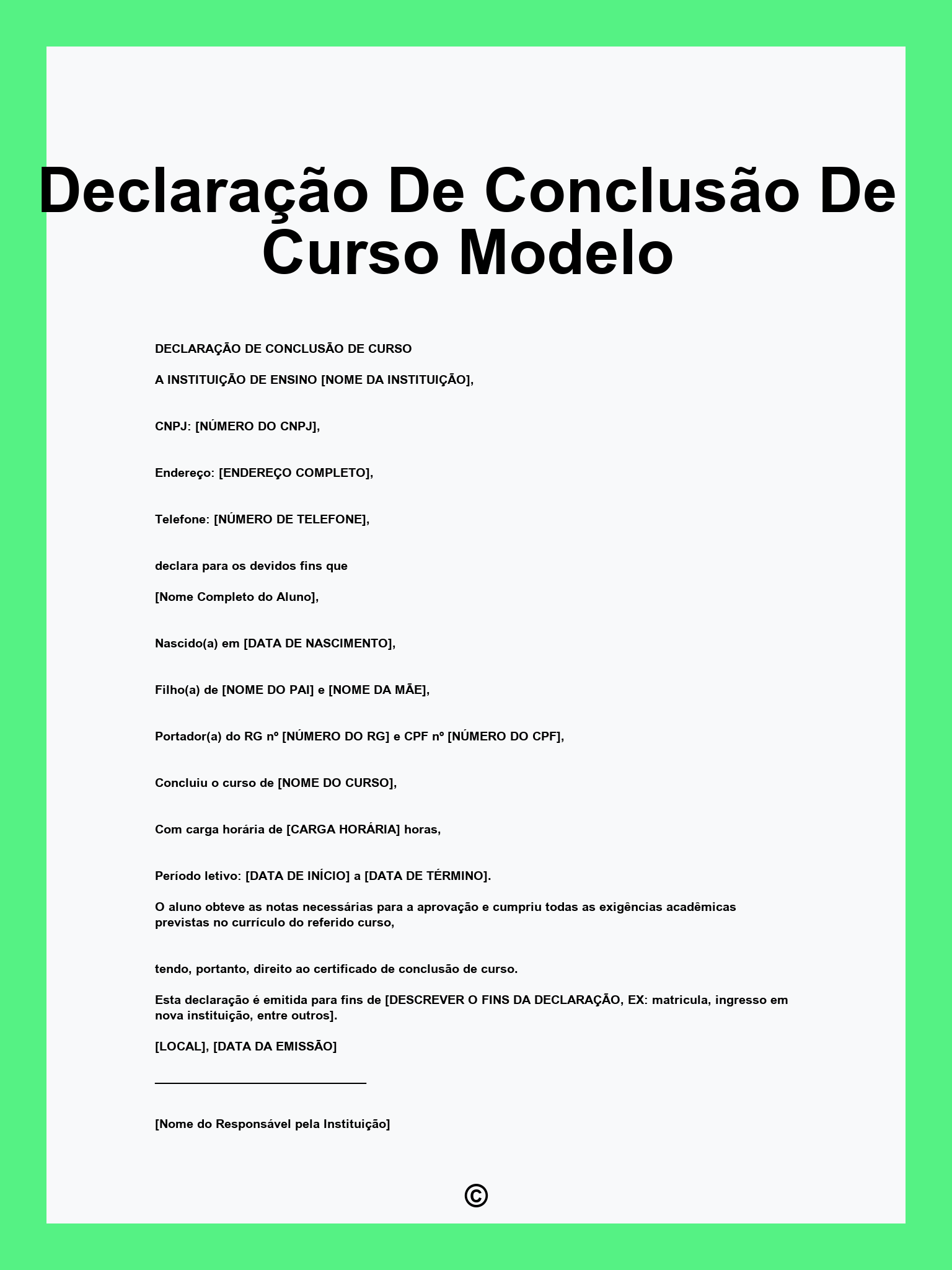 Declaração De Conclusão De Curso Modelo