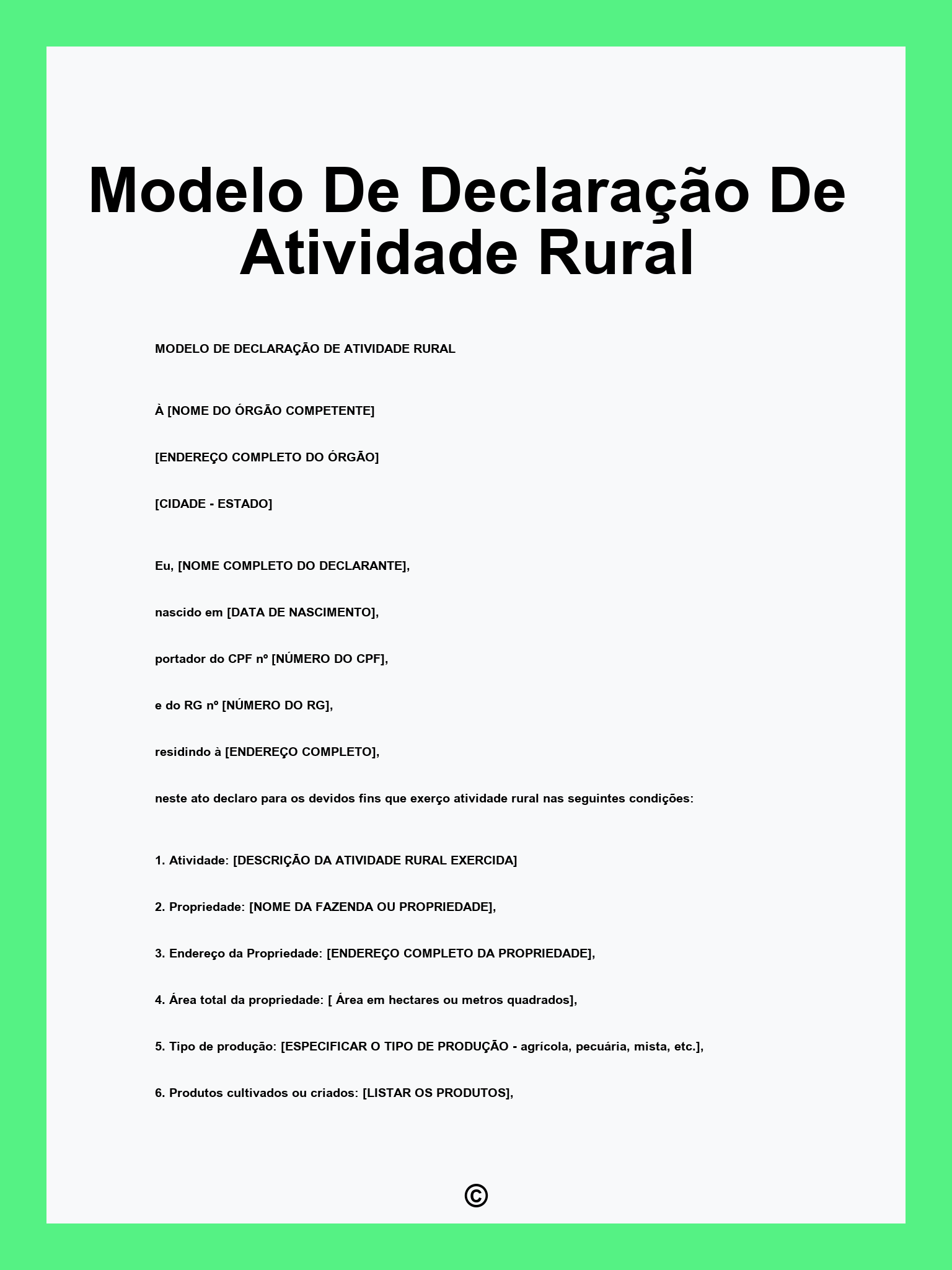 Modelo De Declaração De Atividade Rural