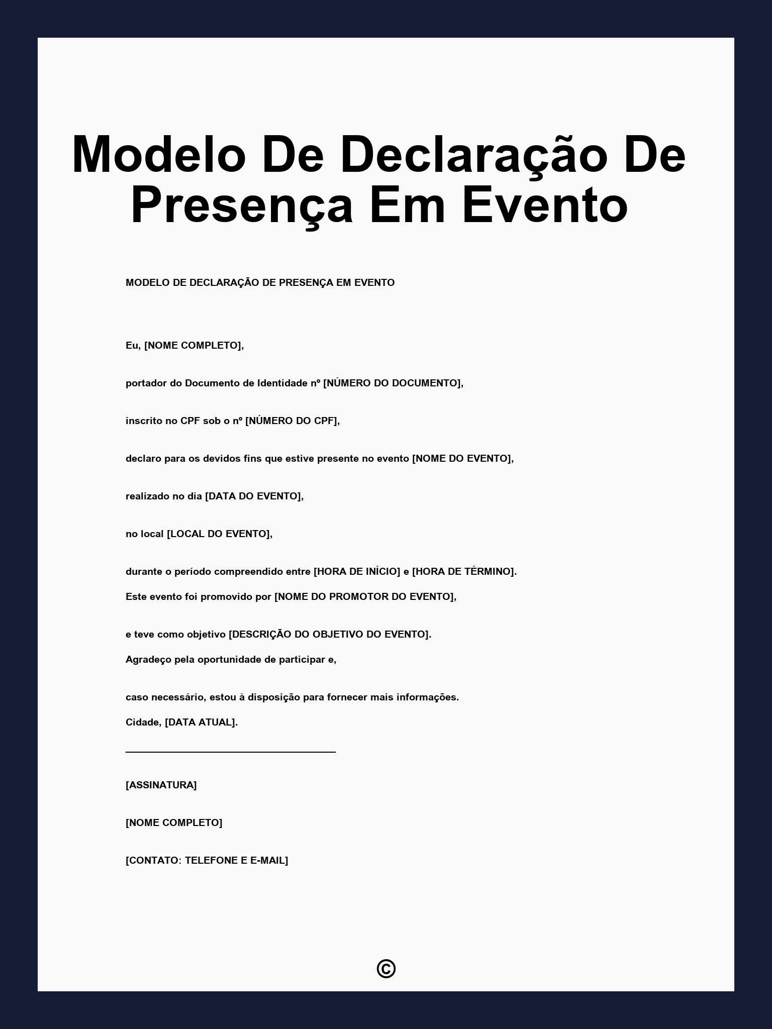 Modelo De Declaração De Presença Em Evento