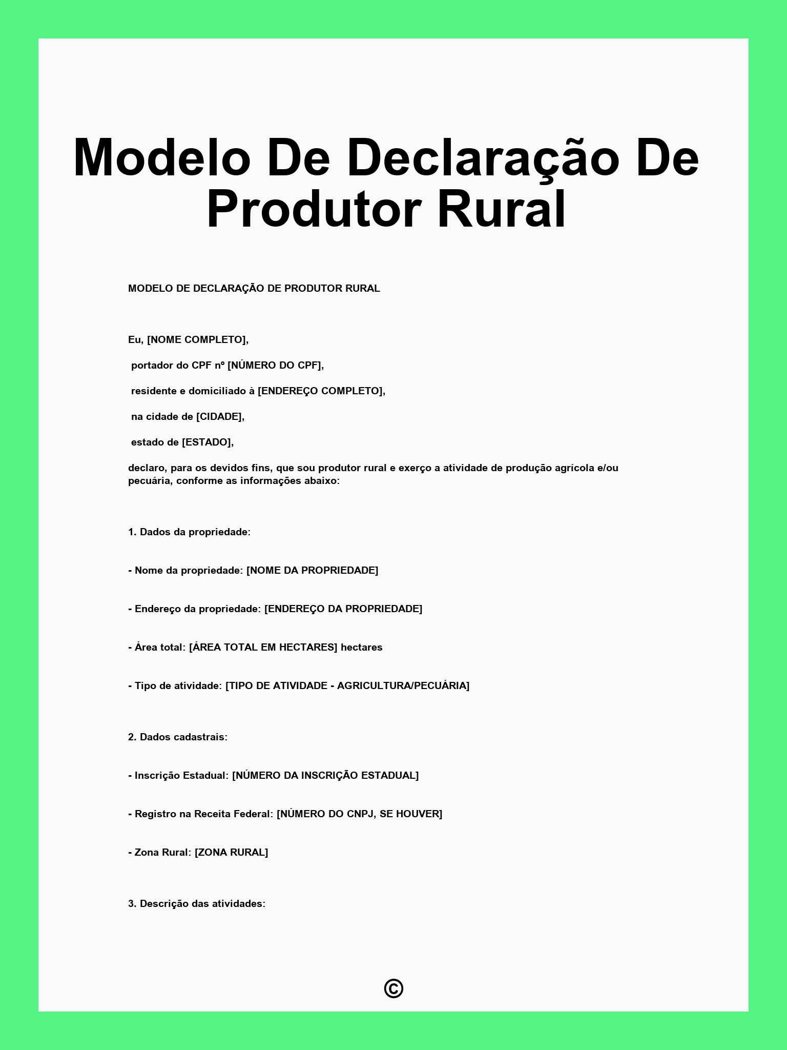 Modelo De Declaração De Produtor Rural