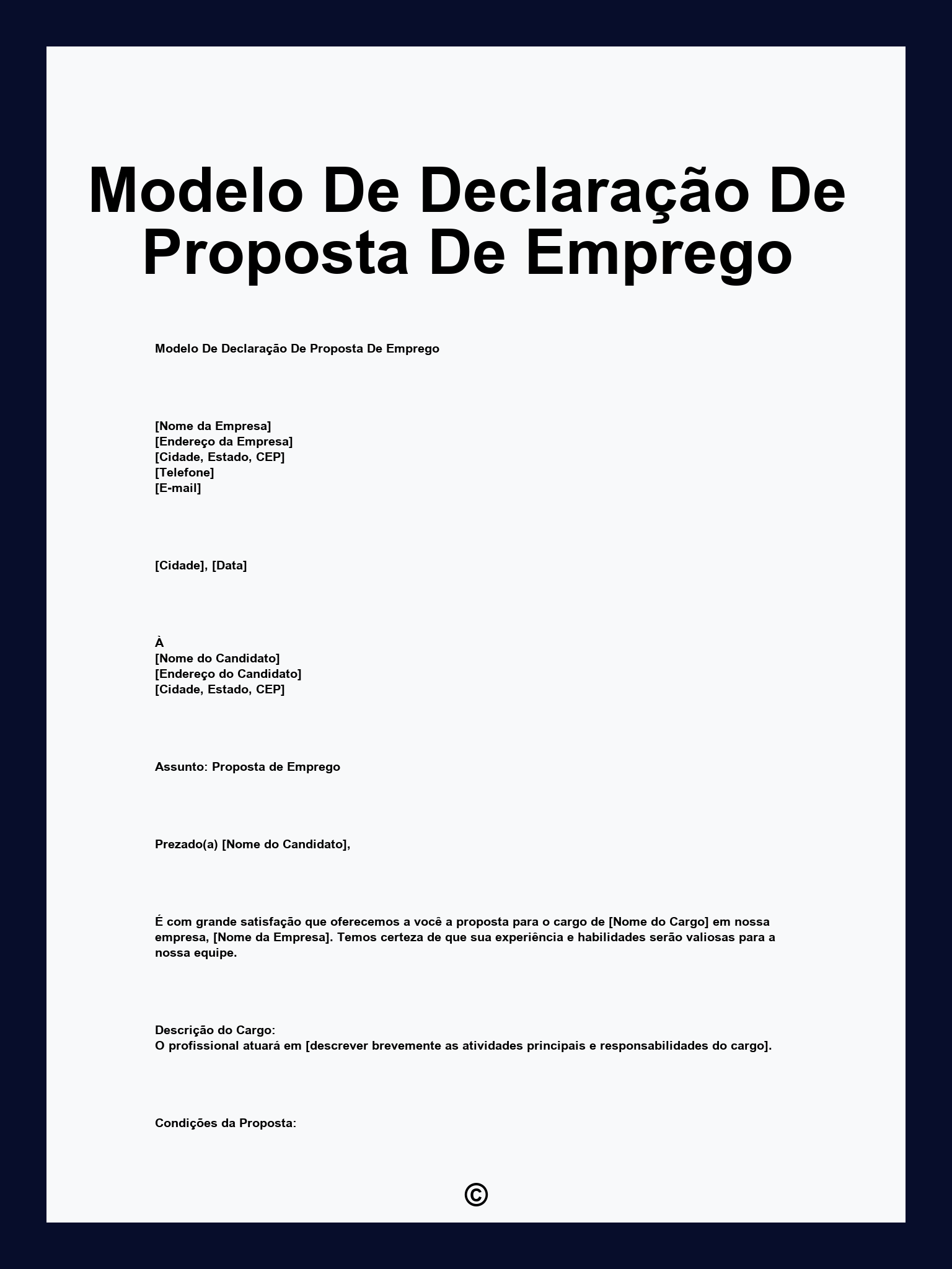 Modelo De Declaração De Proposta De Emprego