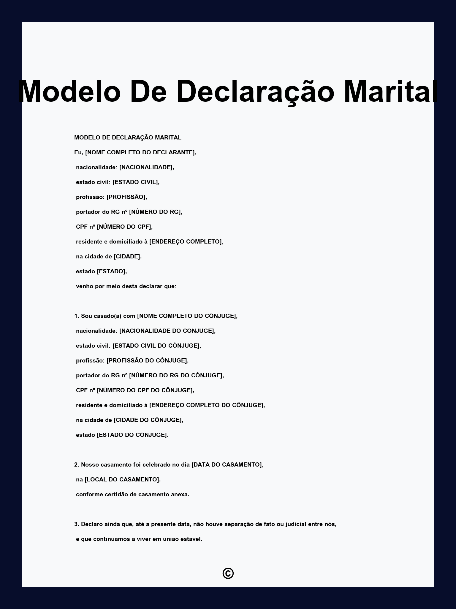 Modelo De Declaração Marital