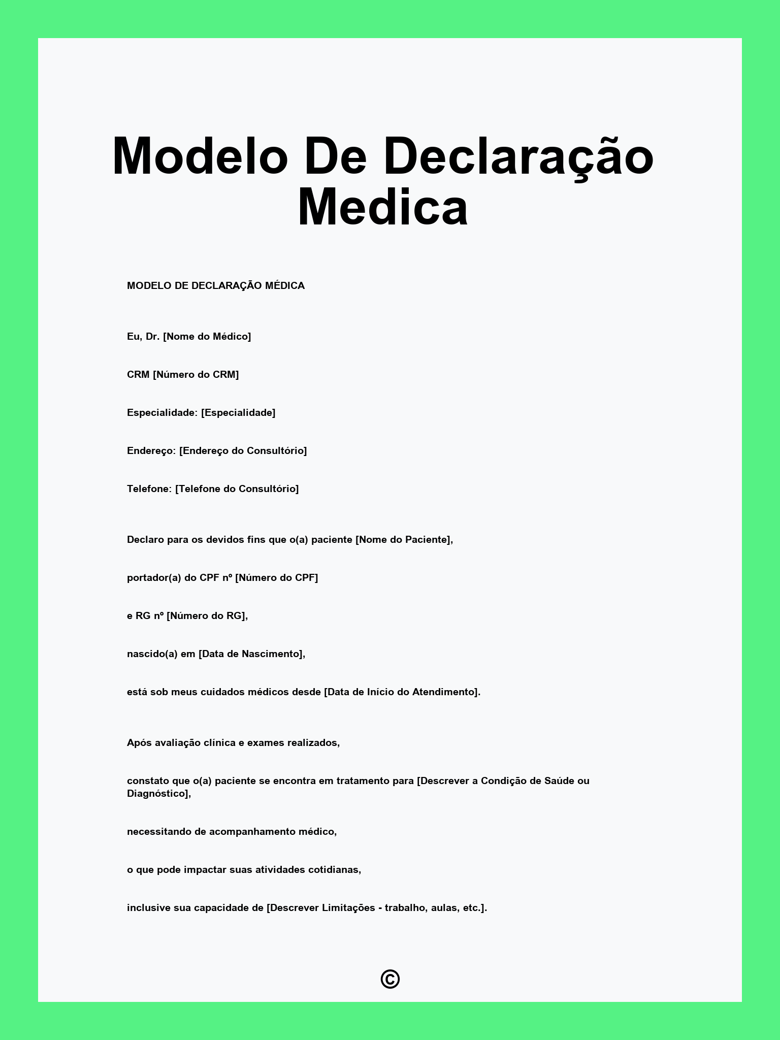 Modelo De Declaração Medica