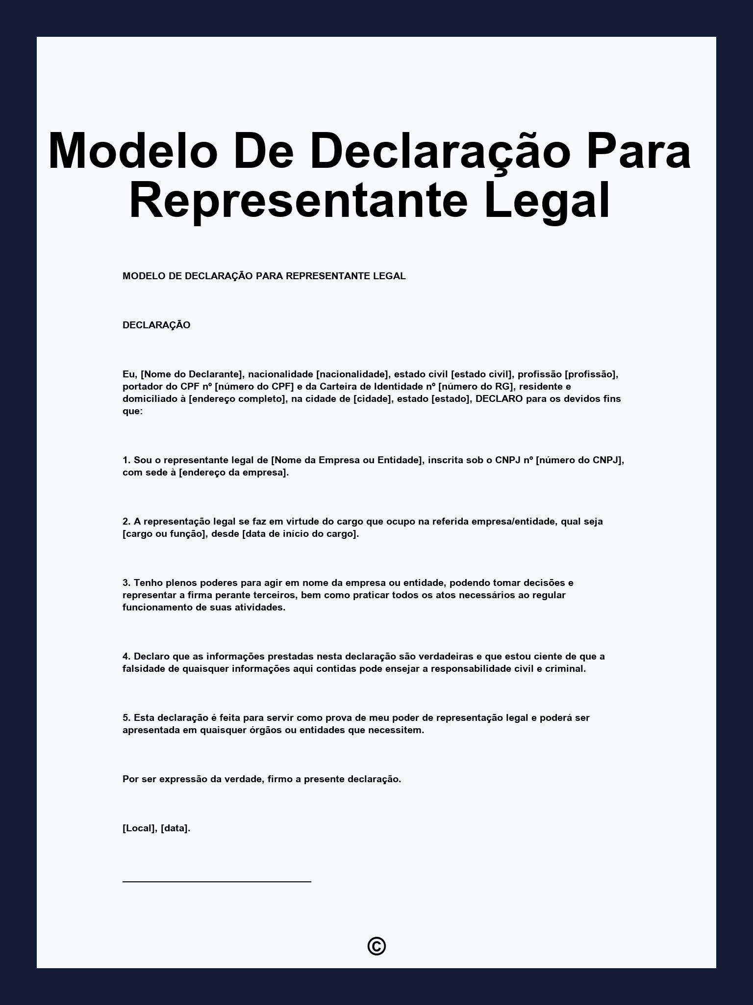 Modelo De Declaração Para Representante Legal