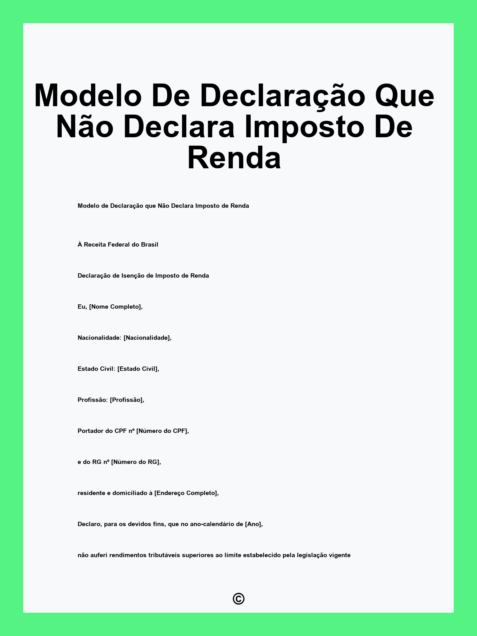 Modelo De Declaração Que Não Declara Imposto De Renda