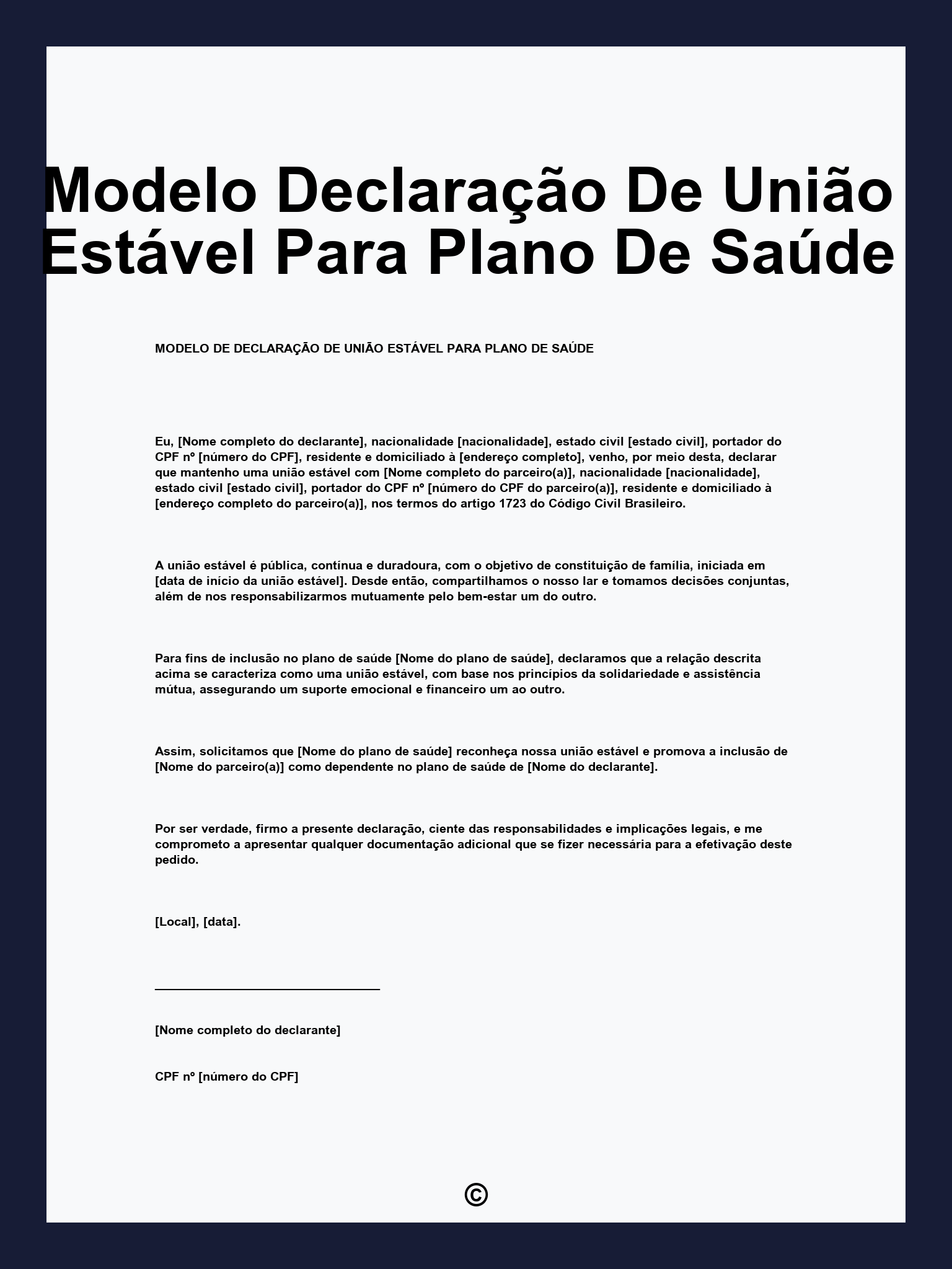 Modelo Declaração De União Estável Para Plano De Saúde